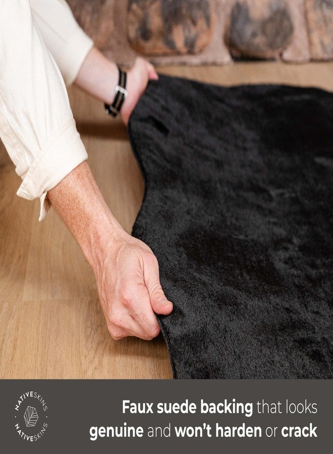 NativeSkins Faux Cowhide Rug - Midnight Black (Large) | 4.6ft x 6.6ft | Triple-Layer Support | Ultra-Soft Pile | Hand-Cut, Faux Suede No-Slip Backing | Western Rug | Cow Hide Animal Print - Image 5